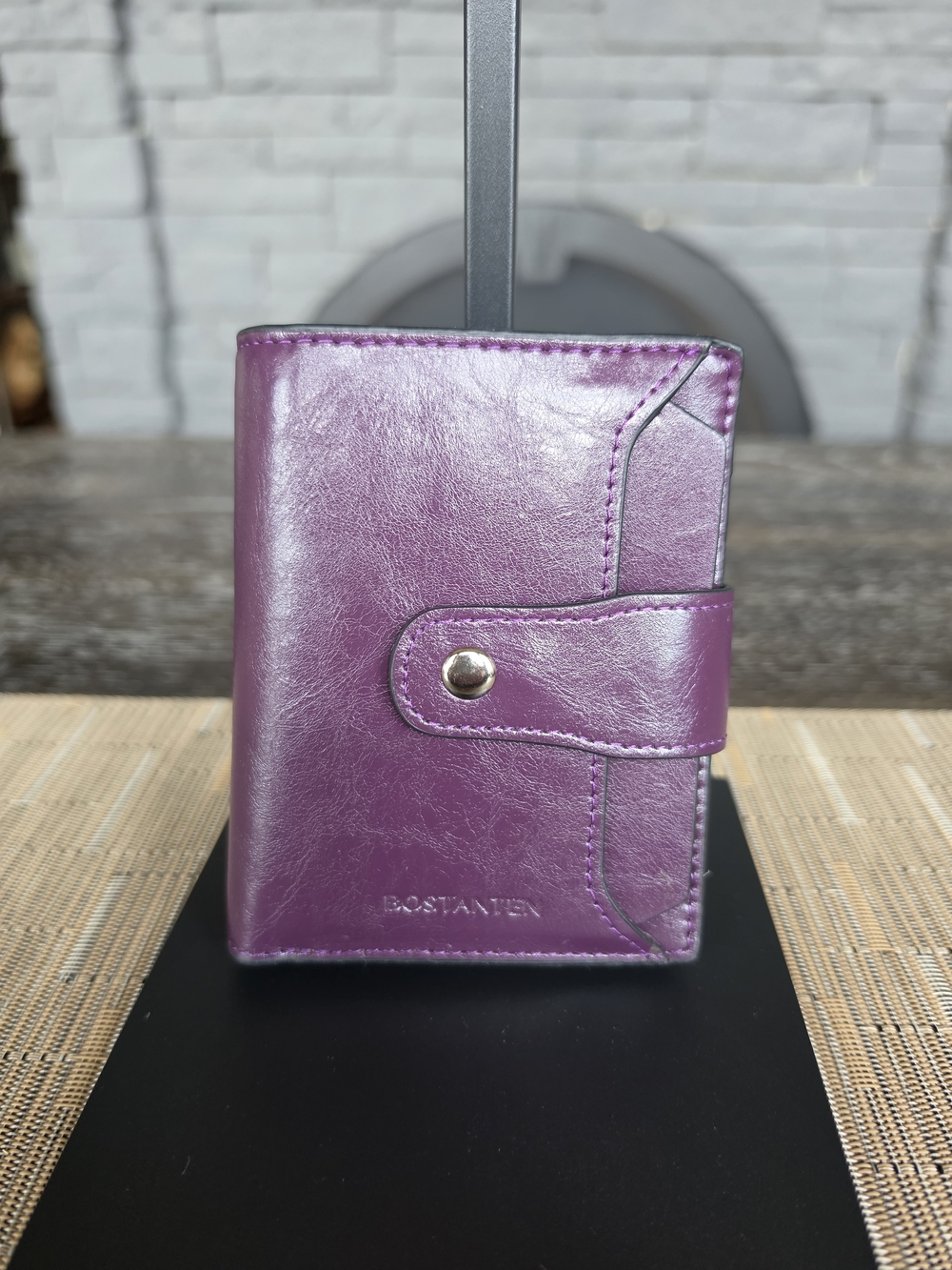 Bostanten Purple Leather Snap Wallet